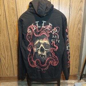 Sullen Art Collective Black Graphic Hoodie with Skull Design XL Dominic Holmes